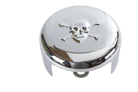 Skull Round Horn Cover Chrome - V-Twin Mfg.