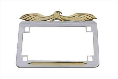 License Plate Frame Flying Eagle Style Gold Inlay - V-Twin Mfg.