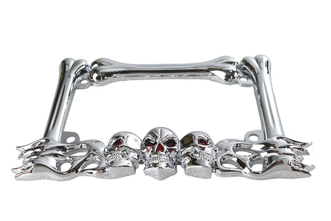 License Plate Frame Skull Style Chrome - V-Twin Mfg.