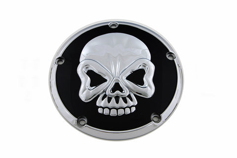 Skull Design 5 Hole Derby Cover Chrome - V-Twin Mfg.