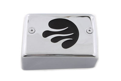 Chrome Ignition Module Cover with Black Flame - V-Twin Mfg.