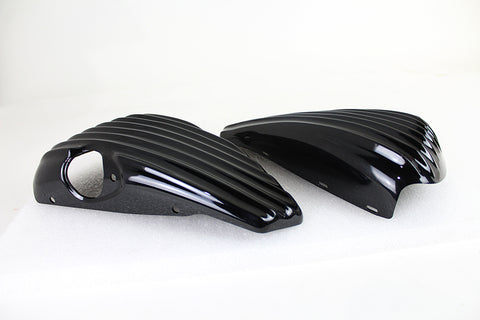 Finned Oil Tank and Battery Side Cover Set Gloss Black - V-Twin Mfg.