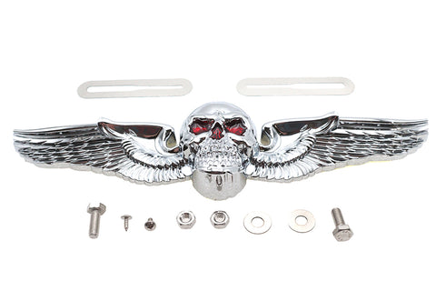 Skull Wing License Plate Ornament - V-Twin Mfg.