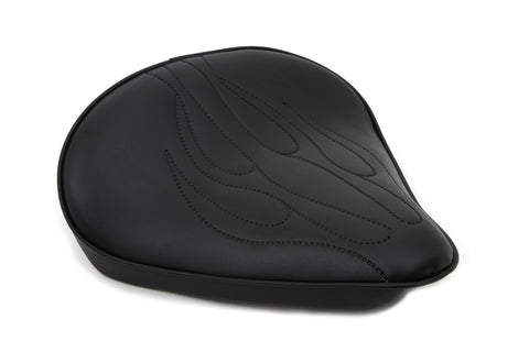 Black Solo Seat with Flame Stitch Large - V-Twin Mfg.