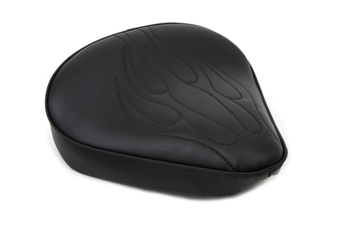 Black Solo Seat with Flame Stitch Large - V-Twin Mfg.
