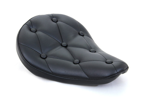 Black Vinyl Solo Seat with Buttons - V-Twin Mfg.