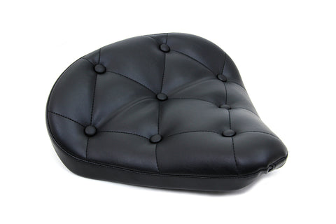 Black Vinyl Solo Seat with Buttons - V-Twin Mfg.