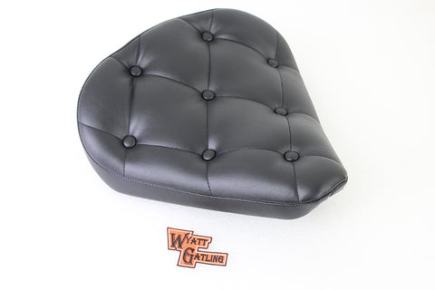 Black Vinyl Solo Seat with Buttons - V-Twin Mfg.