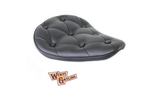 Black Vinyl Solo Seat with Buttons - V-Twin Mfg.