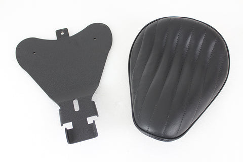 Bates Solid Mount Solo Seat Black Leather - V-Twin Mfg.