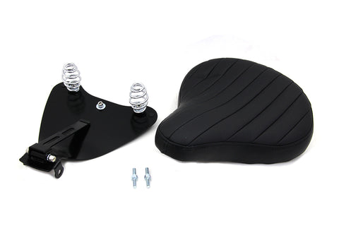 Black Leather Solo Seat with Mount Kit - V-Twin Mfg.