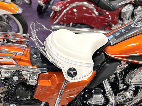 White Leather Solo Seat Kit - V-Twin Mfg.