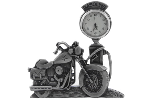 V-Twin Pewter Motorcycle Clock 4-1/2 inch Tall - V-Twin Mfg.