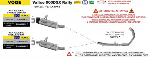 Arrow  Voge Valico 800dsx Rally E5+ 2025 Stainless Steel Collectors - 72208pd