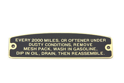 Air Cleaner Instruction Tag - V-Twin Mfg.