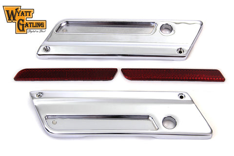 Wyatt Gatling Saddlebag Face Plate with Red Reflector Set - V-Twin Mfg.