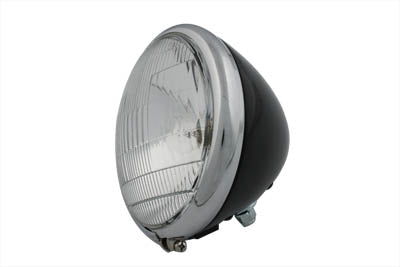 6-1/2 inch Spring Fork 6 Volt Headlamp Black - V-Twin Mfg.