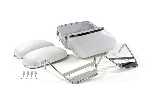 Replica Bubble Saddlebag Kit White - V-Twin Mfg.