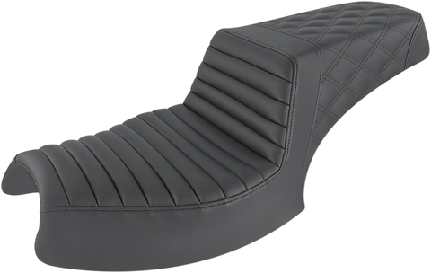 SADDLEMEN Step Up Seat - Front Tuck-n'-Roll/Rear Lattice - Black - Challenger I20-06-176
