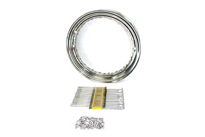 16 inch x 3 inch Wheel Rim and Spoke Kit Chrome Steel - V-Twin Mfg.