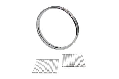 21 inch X 1.85 inch Wheel Rim and Spoke Kit Chrome Steel - V-Twin Mfg.