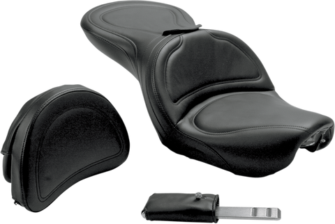 SADDLEMEN Seat - Explorer - With Backrest - Stitched - Black - FXD '04-'05 804-04-0301
