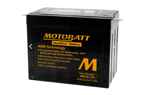 12 Volt AGM H-12 Sealed Battery Black - V-Twin Mfg.