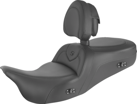 SADDLEMEN Heated RoadSofa Seat - With Backrest - Black w/Black Stitching - Trikes 808-07B-187TBRH