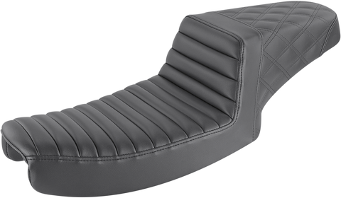 SADDLEMEN Step-Up Seat - Front Tuck-n-Roll/Rear Lattice Stitch - Black - Dyna 891-04-176