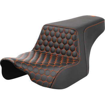 SADDLEMEN Step-Up Seat - Front Honeycomb - Orange Stitching - FL '23-'24 823-07-17703