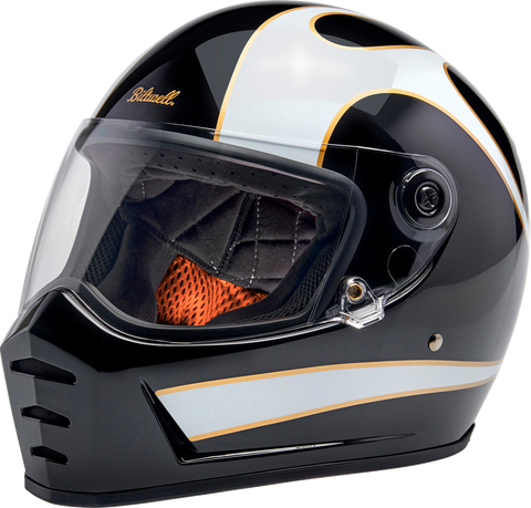 BILTWELL Lane Splitter Helmet - Gloss Black/White Flames - 2XL 1004-570-506