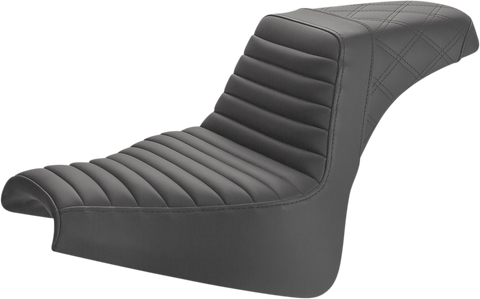 SADDLEMEN Step-Up Seat - Front Tuck-n-Roll/Rear Lattice Stitch - Black 818-29-176