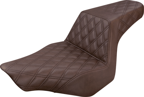 SADDLEMEN Step-Up Seat - Full Lattice Stitch - Brown - FXSB 813-27-175BR