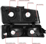 Dna Motoring Hlohcs034pcham Headlight Assembly Driver And Passenger Side