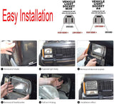 Black Pair 45w 7x6 5x7 6052 6054 H5054 H6054 Hilow Sealed Beam LED Headlights Replacement For Chevy Express Cargo Van 1500