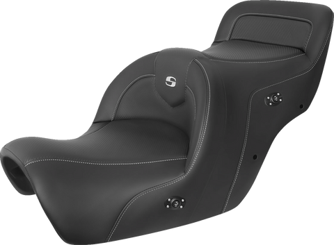 SADDLEMEN Heated Roadsofa Seat - Carbon Fiber - Without Backrest - Black H88-07-185HCT