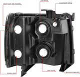 Dna Motoring Hlohcsil07cham Chrome Amber Headlights Compatible With 0713 Silverado 15002500 Hd 3500 1500