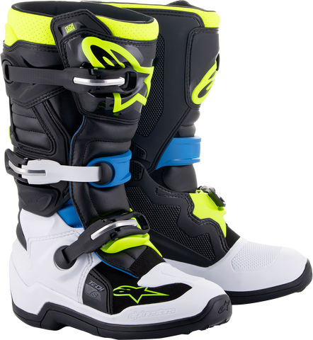 ALPINESTARS Youth Tech 7S Boots - Black/Blue/Yellow - US 2 2015017-1795-2