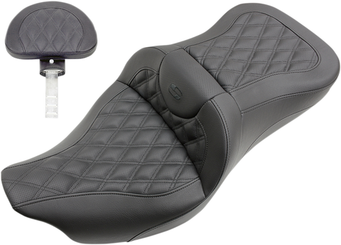 SADDLEMEN Roadsofa Seat - Full Lattice Stitch - with Backrest - '08-'23 FL 808-07B-182BR