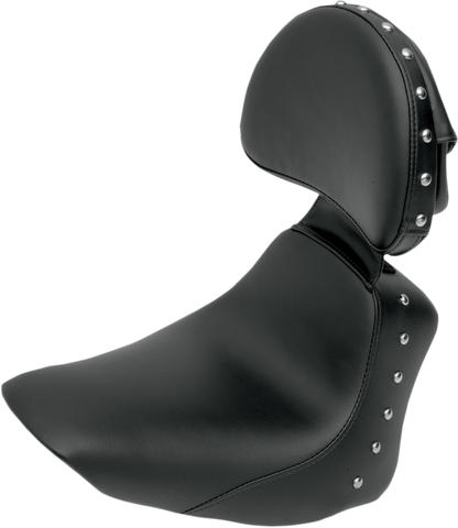 SADDLEMEN Heels Down Solo Seat - With Backrest - Studded - Black - FLSTC 806-15-0031