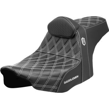 SADDLEMEN Pro Series SDC Performance Seat - White Stitching - w/ Backrest - FLT/FLH '23-'25 SC82307DB6