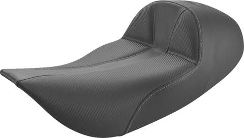 SADDLEMEN Dominator Solo Seat - Extended Reach - Stitched - Black w/ Gray Stitching - FLHR/FLHX '97-'07 897-06-0042