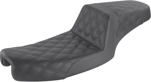SADDLEMEN Step-Up Seat - Full Lattice Stitch - Black - Dyna 891-04-175
