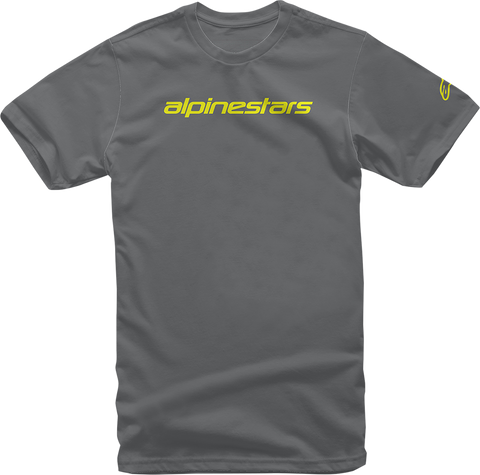 ALPINESTARS Linear Wordmark T-Shirt - Charcoal/Fluorescent Yellow - Large 1212-720201852L