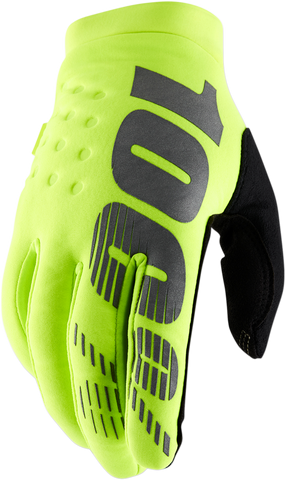 100% Brisker Gloves - Fluo Yellow - Large 10003-00017