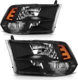 AUTOSAVER88: Montaje de faros delanteros compatible con Dodge Ram 4 puertas 1500 2500 3500, modelo 2009 a 2018. Faro de repuesto para Pickup. Color Negro. Lentes con carcasa transparente.