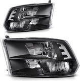 AUTOSAVER88: Montaje de faros delanteros compatible con Dodge Ram 4 puertas 1500 2500 3500, modelo 2009 a 2018. Faro de repuesto para Pickup. Color Negro. Lentes con carcasa transparente.