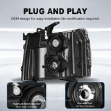 MOSTPLUS Headlight Assembly Compatible with Chevy Chevrolet Silverado 1500 2500 3500 with Black Housing, Clear Lens, Amber Reflector