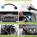 Moclever Round Halo LED Headlight 2pcs 7 Inch Headlights 6000 Lumens Offroad Light Angle Eyes Compatible With Jep Wrangler Tj Jk Cj H4 To H13 Adapter Plug And Play