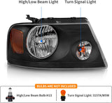 2004-2008 Ford F150 Black Housing Amber Reflector Clear Lens Oe Replacement